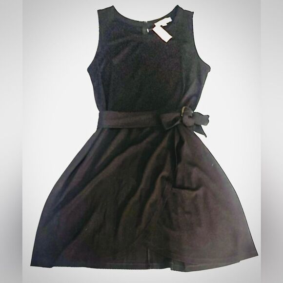 LOFT Dresses & Skirts - LOFT Plus NWT Dress sz16 Black Knee High Sleeveless Belted Stretch Knit Career